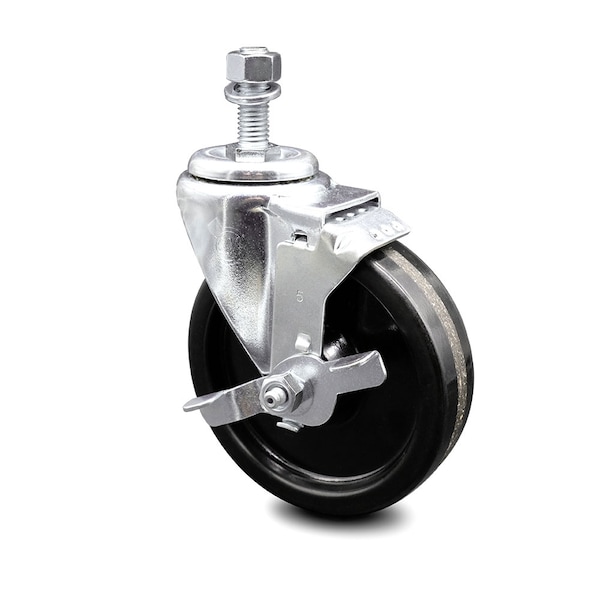 5 Inch Phenolic Wheel Swivel 12mm Threaded Stem Caster with Brake SCC